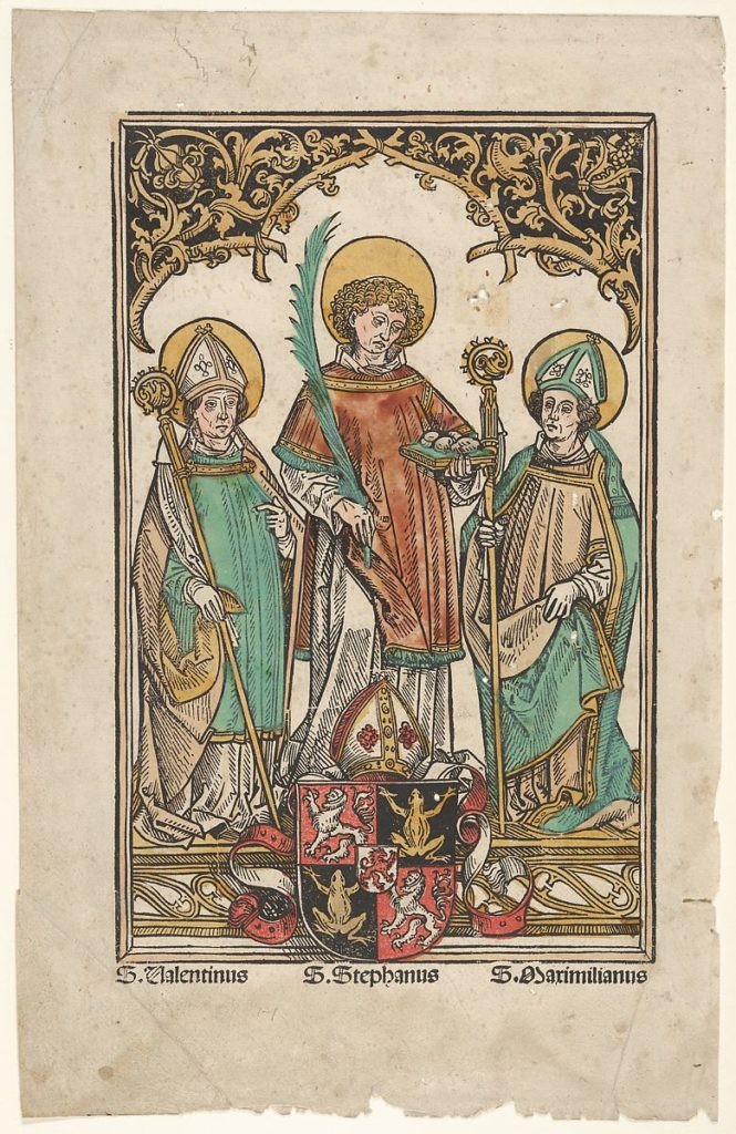 Hans Burgmair「聖人像　聖バレンタイン、聖ステファン、聖マクシミリアン」1503~5 メトロポリタン美術館の画像。